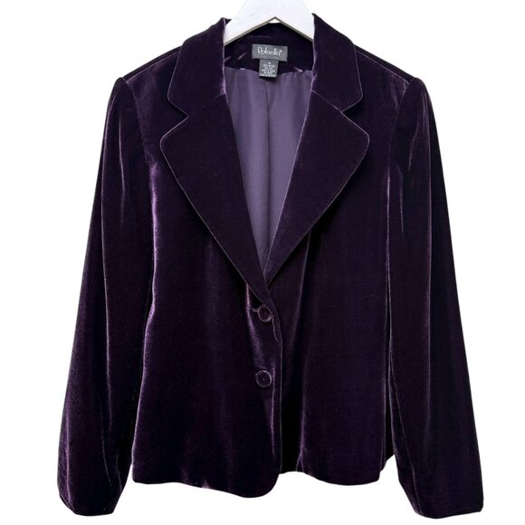 Rafaella Velvet Blazer Size 14 Purple Rayon Silk Luxury Womens Evening Jacket - Picture 1 of 6